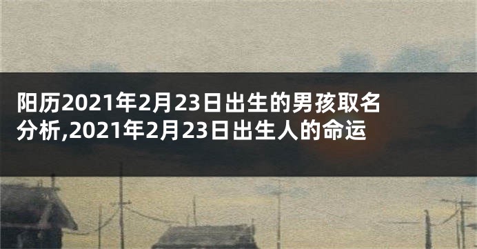 阳历2021年2月23日出生的男孩取名分析,2021年2月23日出生人的命运
