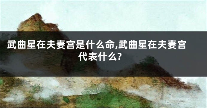 武曲星在夫妻宫是什么命,武曲星在夫妻宫代表什么?