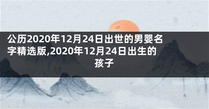 公历2020年12月24日出世的男婴名字精选版,2020年12月24日出生的孩子