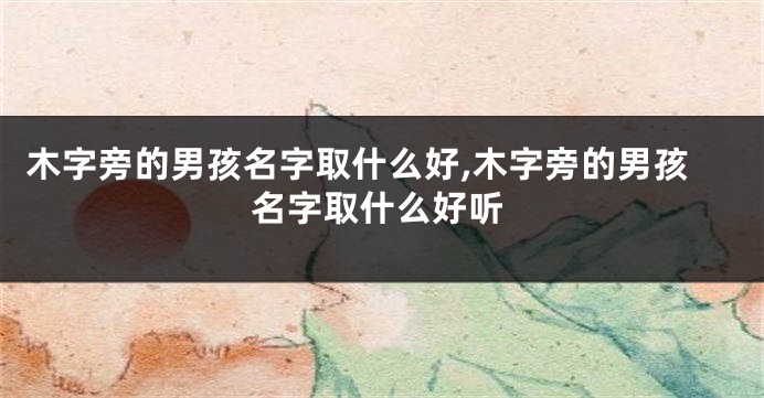 木字旁的男孩名字取什么好,木字旁的男孩名字取什么好听