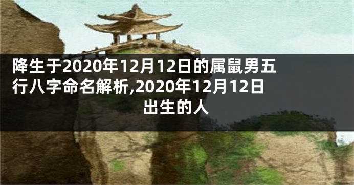 降生于2020年12月12日的属鼠男五行八字命名解析,2020年12月12日出生的人