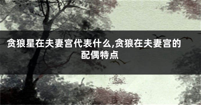 贪狼星在夫妻宫代表什么,贪狼在夫妻宫的配偶特点