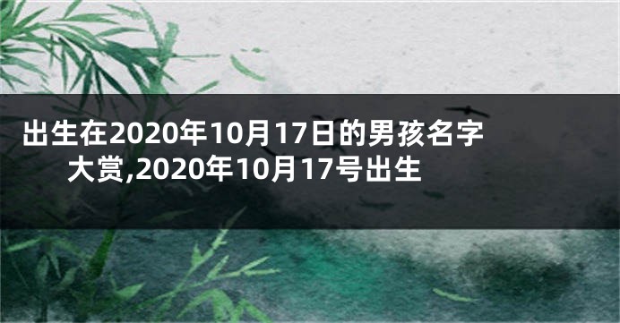 出生在2020年10月17日的男孩名字大赏,2020年10月17号出生
