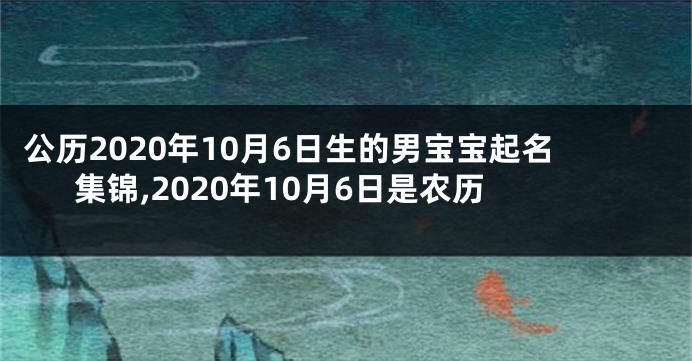 公历2020年10月6日生的男宝宝起名集锦,2020年10月6日是农历