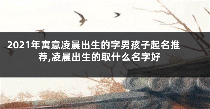 2021年寓意凌晨出生的字男孩子起名推荐,凌晨出生的取什么名字好