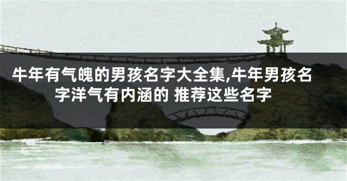 牛年有气魄的男孩名字大全集,牛年男孩名字洋气有内涵的 推荐这些名字