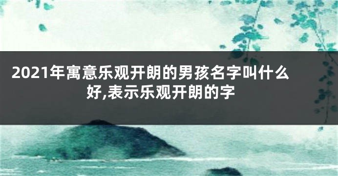 2021年寓意乐观开朗的男孩名字叫什么好,表示乐观开朗的字