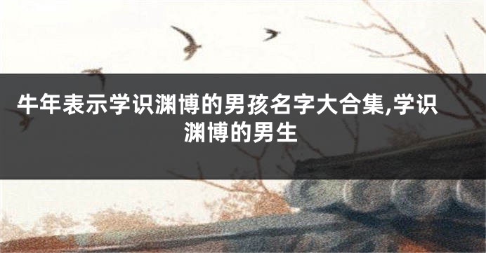 牛年表示学识渊博的男孩名字大合集,学识渊博的男生