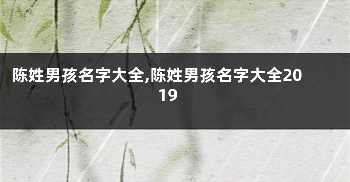 陈姓男孩名字大全,陈姓男孩名字大全2019