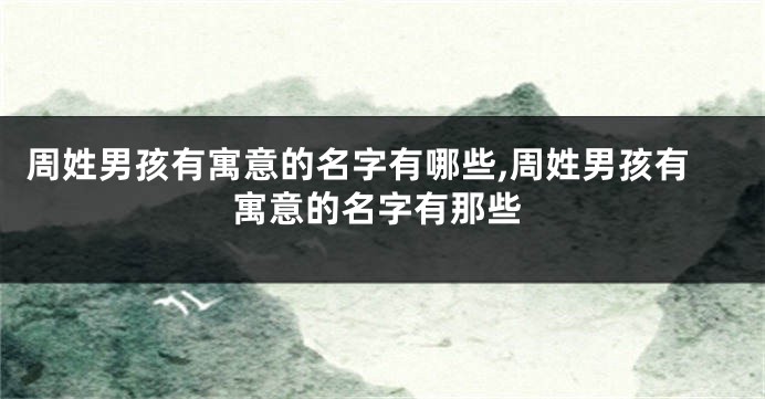 周姓男孩有寓意的名字有哪些,周姓男孩有寓意的名字有那些