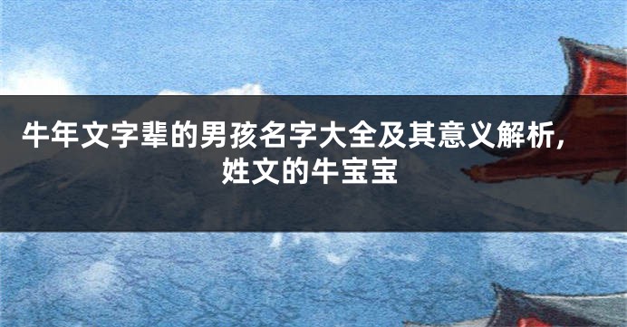 牛年文字辈的男孩名字大全及其意义解析,姓文的牛宝宝