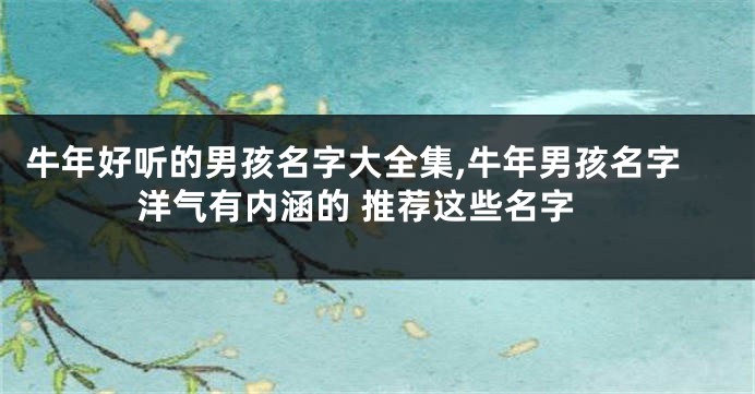 牛年好听的男孩名字大全集,牛年男孩名字洋气有内涵的 推荐这些名字