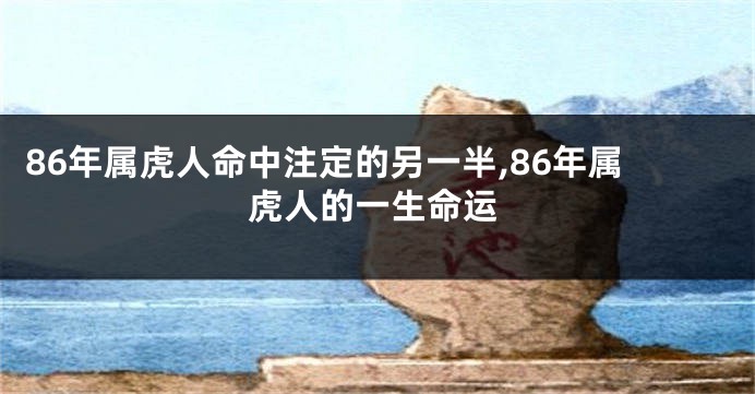 86年属虎人命中注定的另一半,86年属虎人的一生命运
