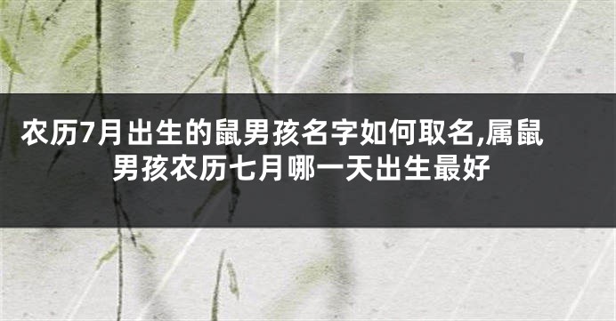 农历7月出生的鼠男孩名字如何取名,属鼠男孩农历七月哪一天出生最好