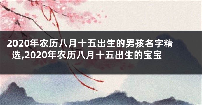 2020年农历八月十五出生的男孩名字精选,2020年农历八月十五出生的宝宝
