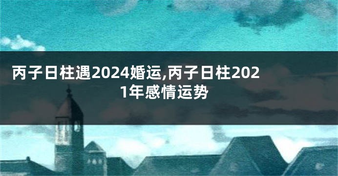 丙子日柱遇2024婚运,丙子日柱2021年感情运势
