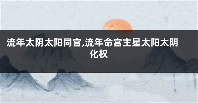 流年太阴太阳同宫,流年命宫主星太阳太阴化权