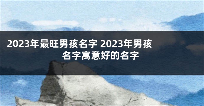2023年最旺男孩名字 2023年男孩名字寓意好的名字