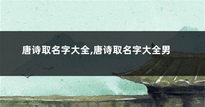 唐诗取名字大全,唐诗取名字大全男