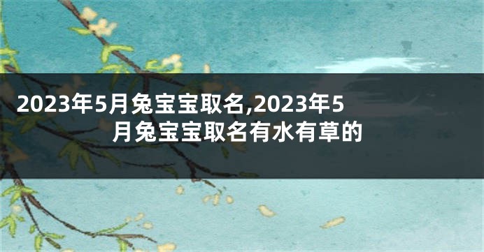 2023年5月兔宝宝取名,2023年5月兔宝宝取名有水有草的