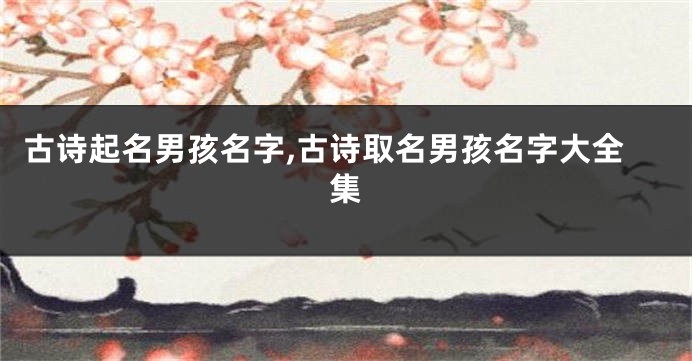 古诗起名男孩名字,古诗取名男孩名字大全集