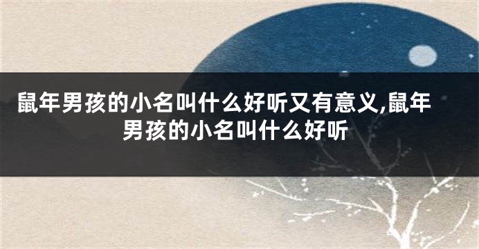 鼠年男孩的小名叫什么好听又有意义,鼠年男孩的小名叫什么好听