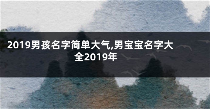 2019男孩名字简单大气,男宝宝名字大全2019年