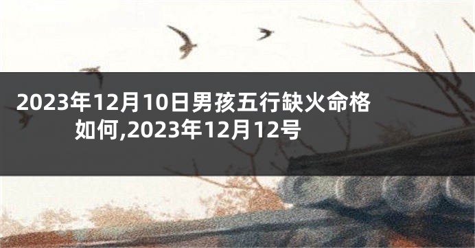 2023年12月10日男孩五行缺火命格如何,2023年12月12号