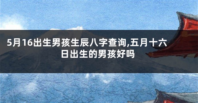 5月16出生男孩生辰八字查询,五月十六日出生的男孩好吗
