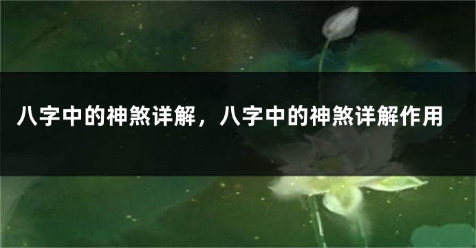 八字中的神煞详解,八字中的神煞详解作用