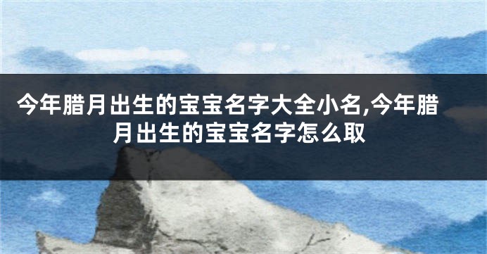 今年腊月出生的宝宝名字大全小名,今年腊月出生的宝宝名字怎么取