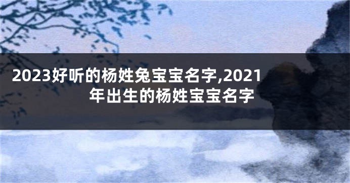 2023好听的杨姓兔宝宝名字,2021年出生的杨姓宝宝名字