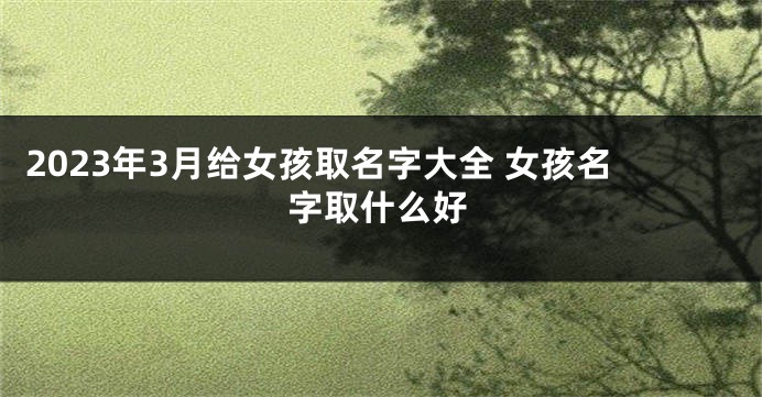 2023年3月给女孩取名字大全 女孩名字取什么好