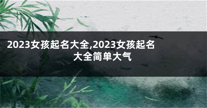 2023女孩起名大全,2023女孩起名大全简单大气