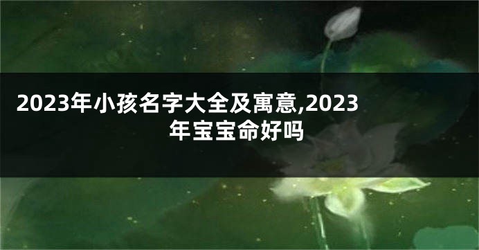 2023年小孩名字大全及寓意,2023年宝宝命好吗