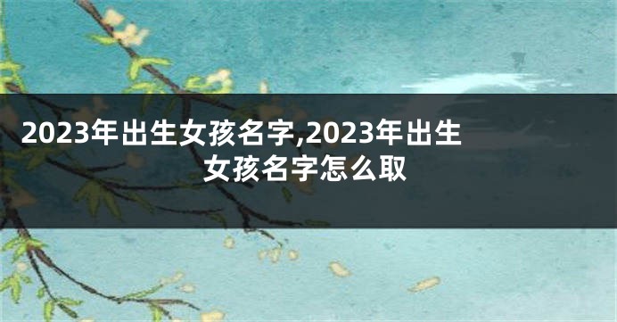 2023年出生女孩名字,2023年出生女孩名字怎么取