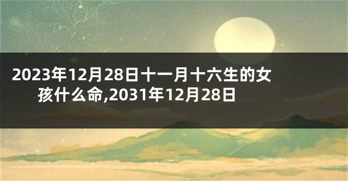 2023年12月28日十一月十六生的女孩什么命,2031年12月28日