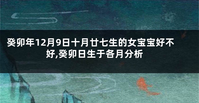 癸卯年12月9日十月廿七生的女宝宝好不好,癸卯日生于各月分析