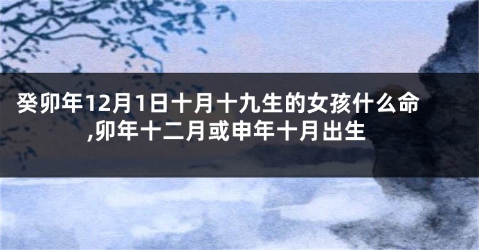 癸卯年12月1日十月十九生的女孩什么命,卯年十二月或申年十月出生