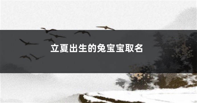 立夏出生的兔宝宝取名