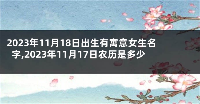 2023年11月18日出生有寓意女生名字,2023年11月17日农历是多少