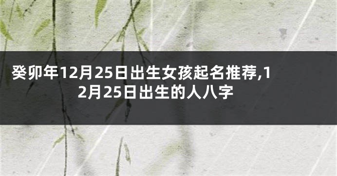 癸卯年12月25日出生女孩起名推荐,12月25日出生的人八字