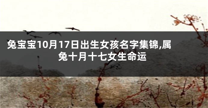 兔宝宝10月17日出生女孩名字集锦,属兔十月十七女生命运