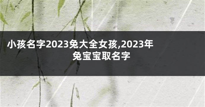 小孩名字2023兔大全女孩,2023年兔宝宝取名字