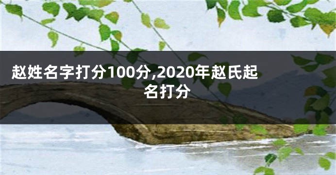 赵姓名字打分100分,2020年赵氏起名打分