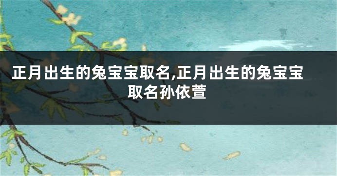 正月出生的兔宝宝取名,正月出生的兔宝宝取名孙依萱