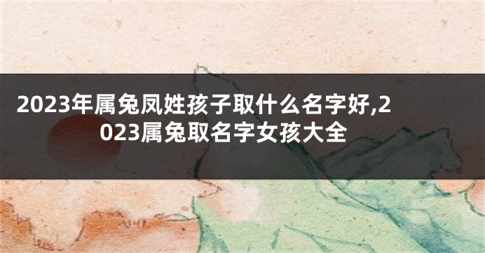 2023年属兔凤姓孩子取什么名字好,2023属兔取名字女孩大全