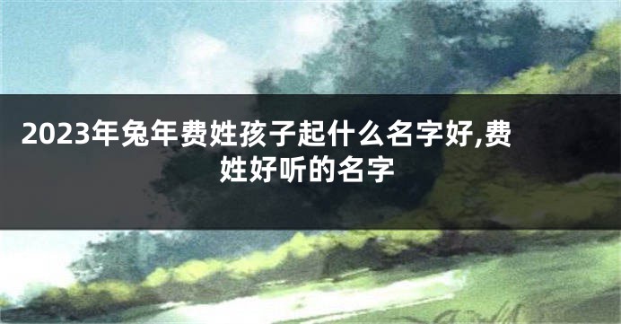 2023年兔年费姓孩子起什么名字好,费姓好听的名字