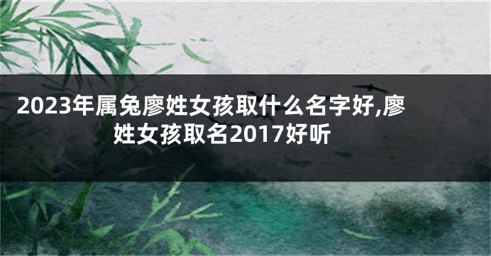 2023年属兔廖姓女孩取什么名字好,廖姓女孩取名2017好听