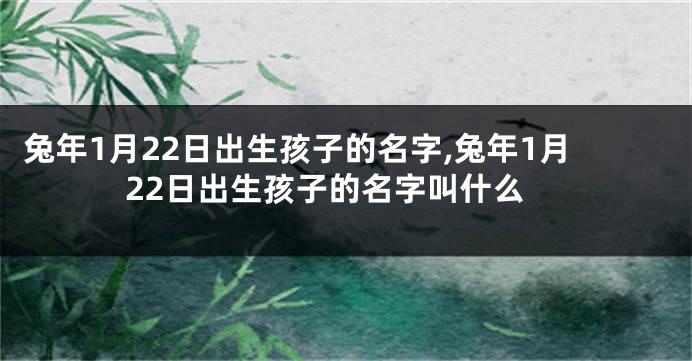 兔年1月22日出生孩子的名字,兔年1月22日出生孩子的名字叫什么